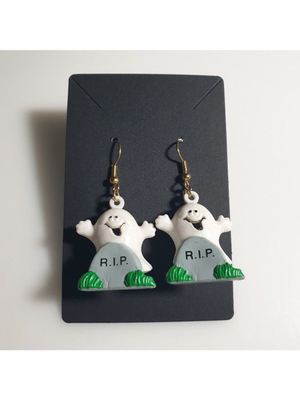 Ghostly RIP Tombstone Earrings Halloween Jewelry 2 In Spooky Dangle Novelty Fun